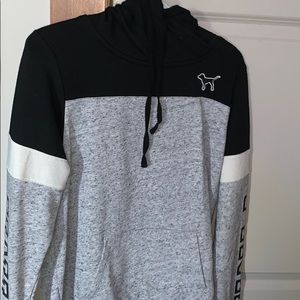 PINK black, white, and grey hoodie
